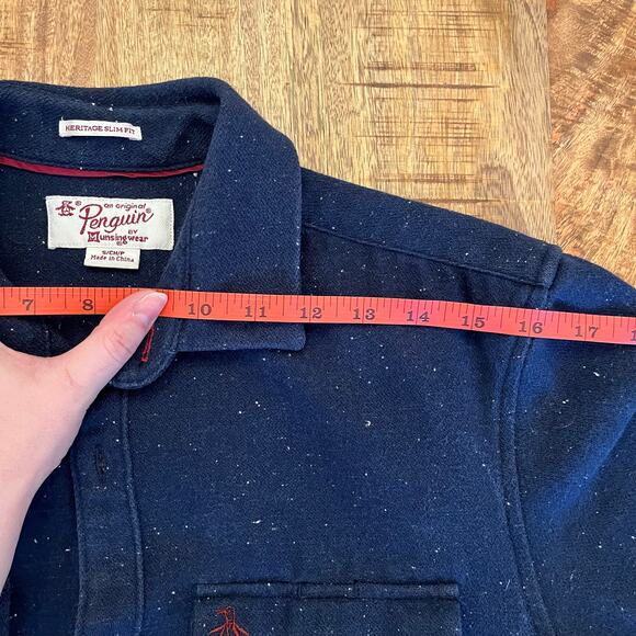 Vintage Original Penguin Mens Shirt Jacket S Button Flannel Heritage Slim Fit - Picture 10 of 12